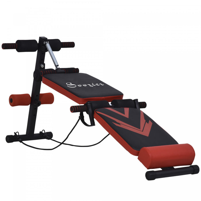 Soozier Sit Up Bench, Multifunctional Utility Fitness Equipment, Foldable Abdominal Training Workout With Elastic Rope, For Home Gym