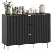 HOMCOM Sideboard Buffet Cabine w/ 3 Drawers and Adjustable Shelves, Black