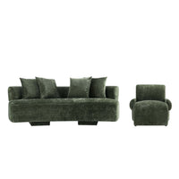 Verandah Mid-Century Modern 2-Piece Sofa Set in Olive Green 