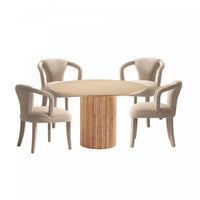 Hathaway and Palmer Modern Industry Chic 5-Piece Dining Set in Ivory and Natural Dining Room Set 