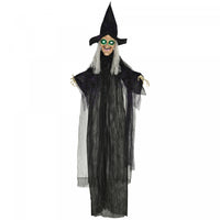 Homcom Black Witch Halloween Prop W/ Light Up Eyes For Party
