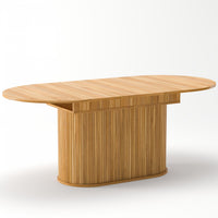 Noah Extendable Oval Dining Table with Striped Legs,Light Brown 