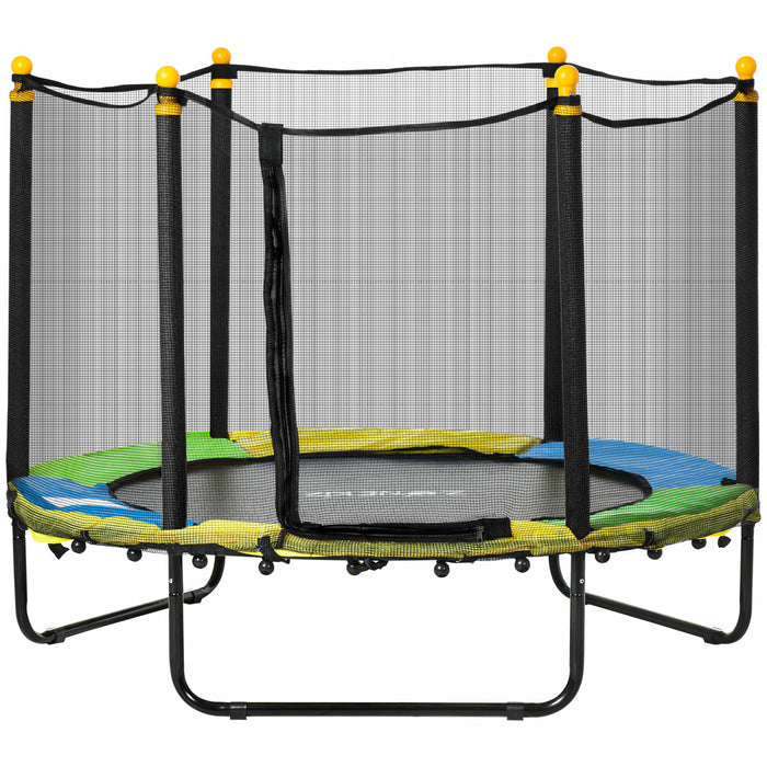 Qaba 55\" Trampoline for Kids, 44.5\"H Indoor Outdoor Toddler Trampoline with Safety Enclosure Net, Baby Recreational Play for Boys and Girls, Ages 3-10, Black