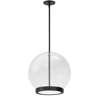 Dainolite Picotas LED Pendant 15w Matte Black Clear Glass Lamp|Luminaire suspendu Picotas de Dainolite en verre transparent, avec fini noir mat et ampoule à DEL de 15 W
