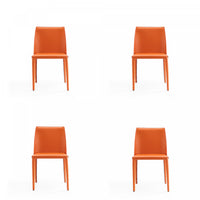 Paris Modern Vegan Leather Dining Chair in Coral - Set of 4