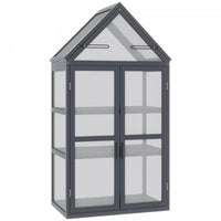 Outsunny Wooden Cold Frame Greenhouse Garden Portable Raised Planter Protection With 3 Tier Shelves,