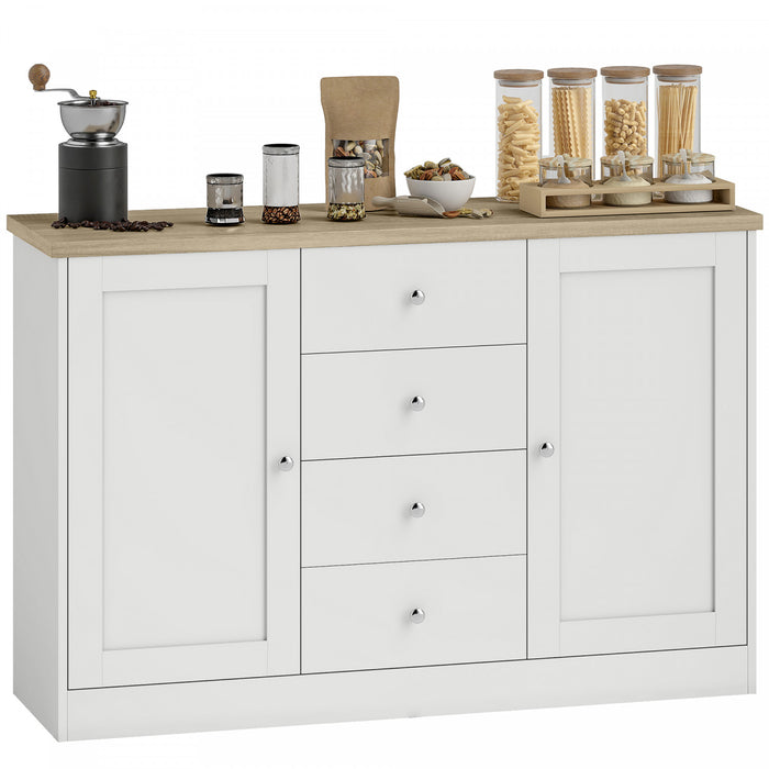 HOMCOM Sideboard Buffet Cabinet, Kitchen Cabinet with Storage, White
