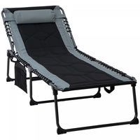 Outsunny Folding Chaise Lounge, Padded Reclining Tanning Chair, Black