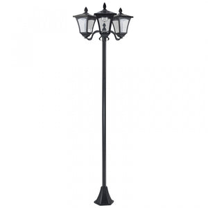 Outsunny Triple Solar Lamp Post Garden Solar-powered LED Street Vintage Light Style Outdoor Light Waterproof With Base For Lawn Pathway Walkway 72