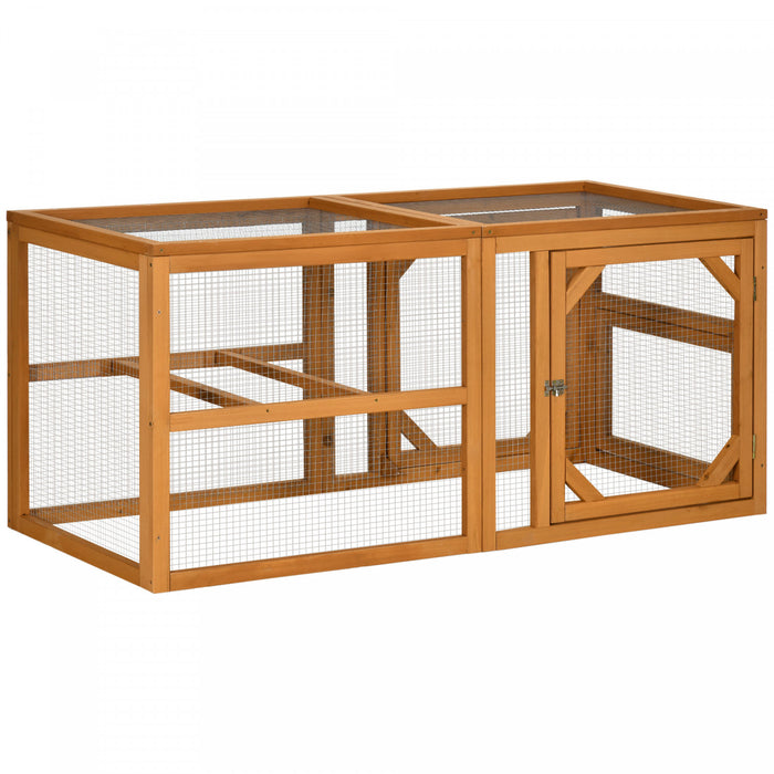 Pawhut 55\" Wooden Chicken Coop Extension, Chicken Cage Outdoor With Roosting Bars, Combinable Design Chicken Run Hen House, Orange