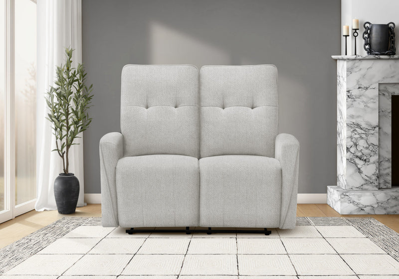 Small 2-Seater Power Reclining Love Seat, 50\" Wide, Usb Port Included, Light Grey Fabric Recliner