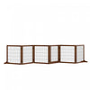 Pawhut Wooden Pet Gate, Dog Safety Barrier, Freestanding Foldable Fence, W/ 6 Panels, 2 Support Feet, For House Doorway Stairs, Small & Medium Dogs, Coffee