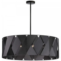Dainolite Cardano 4 Light Chandelier Closed Matte Black Black Ribbon Lamp