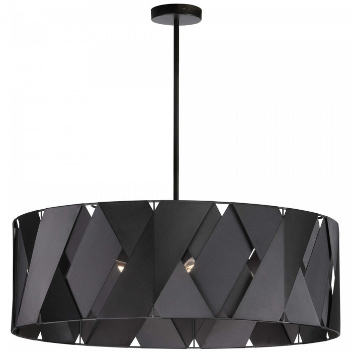 Dainolite Cardano 4 Light Chandelier Closed Matte Black Black Ribbon Lamp