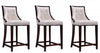 Fifth Avenue Traditional Wood Upholstered Counter Stool in Pearl White - Set of 3