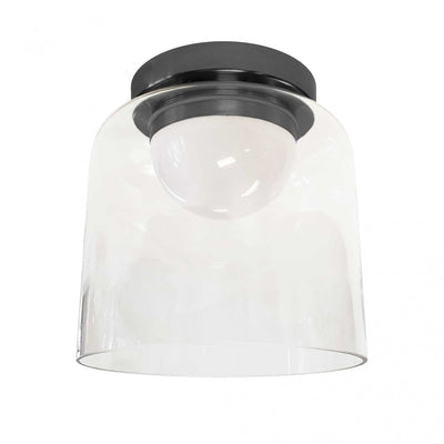 Dainolite Nadine 7"dia. LED Flush Mount 10w Matte Black Clear Glass Lamp|Plafonnier affleuré Nadine de Dainolite de 7 po de diamètre en verre transparent, avec fini noir mat et ampoule à DEL de 10 W