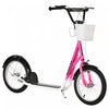 Aosom Kick Scooter For Kids Teen Ride On Children Scooter With Adjustable Handlebar 2 Brakes Basket Cupholder Mudguard 16\" Inflatable Rubber Tyres Pink