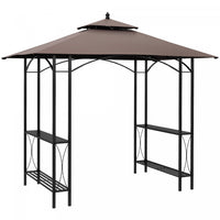 Outsunny 8' X 5' Grill Gazebo Double Tiered Tent Pavilion Grill Canopy Garden Sun Shade With 2-tires