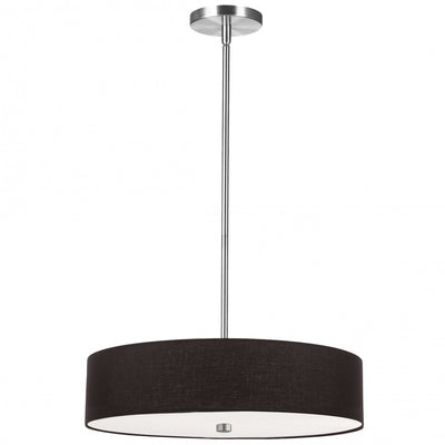 Dainolite Everly 4 Light Pendant Polish Chrome Finish Black Shade Lamp|Luminaire suspendu Everly de Dainolite avec abat-jour noir, fini chromé poli et 4 ampoules