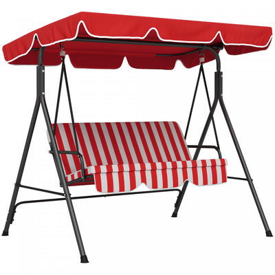 Outsunny 3-seat Patio Swing Chair With Adjustable Canopy Red