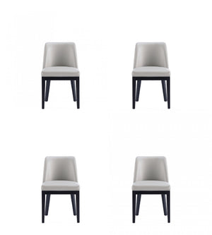 Gansevoort Modern Wood Vegan Leather Dining Chair in Light Gray - Set of 4