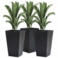 Outsunny Set Of 3 Tall Planters With Drainage Hole, Outdoor & Indoor Flower Pot Set For Front Door, 