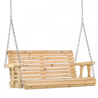 Outsunny 2 Seater Porch Swing Wooden Patio Swing Chair Seat With Cup Holder And Chains Outdoor Swing