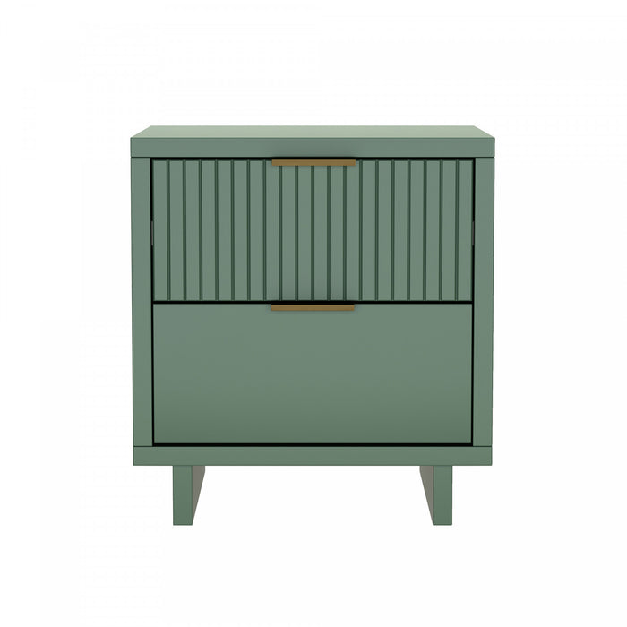 Elara Contemporary 18\" Solid Wood Nightstand in Sage Green (2-Drawer)