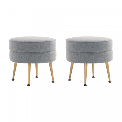 Bailey Mid-Century Modern Upholstered Accent Ottoman in Gray - Set of 2 | Lot de 2 poufs d’appoint Bailey style milieu du siecle moderne en tissu gris