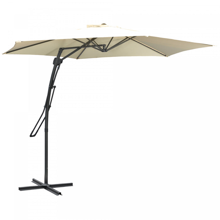 Outsunny 10' Cantilever Patio Umbrella Offset Parasol With Base, Cream