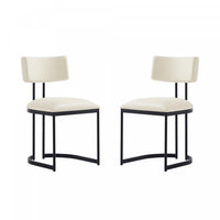 Juno Contemporary Modern Vegan Leather Metal Side Chair in Cream - Set of 2