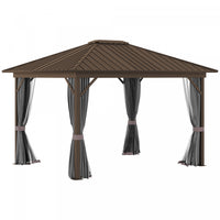 Outsunny 10' X 12' Hardtop Gazebo Canopy With Galvanized Steel Roof, Aluminum Frame, Permanent Pavil