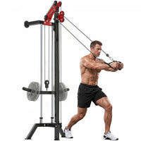 Soozier Wall Mount Cable Station, 16 Positions Pulley Machine, Black
