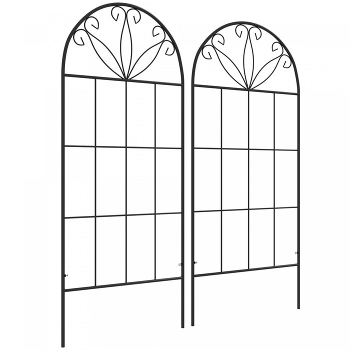 Outsunny Metal Garden Trellis Pack Of 2 For Climbing Plants, Black