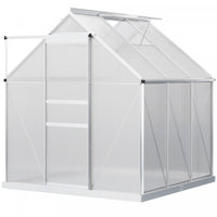 Outsunny 6' X 6' Aluminum Greenhouse Polycarbonate Walk-in Garden Greenhouse Kit With Adjustable Roo