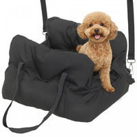 PawHut Dog Car Seat for Small Pets, Dog Booster Car Seat with Cushion and Storage Pockets, Soft Travel Bed & Carrier Bag for Pets, Machine Washable and Detachable, Black
