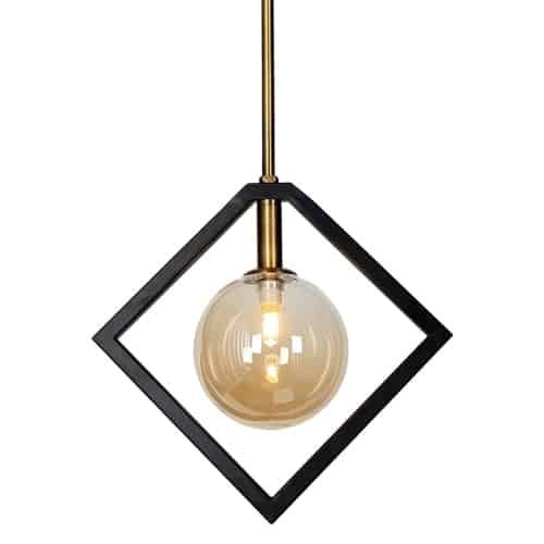 Dainolite Glasgow 1 Light Pendant Matte Black/Vintage Bronze Finish Champagne Glass Lamp
