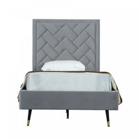 Crosby Modern Upholstered Velvet Twin Bed in Gray 