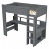 Jackson Twin Solid Wood Loft Bed With Desk, Multi-storage Shelves, Led And Charging Station, Dark Grey