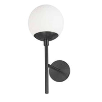 Dainolite Dayana 1 Light Wall Sconce Up Light Matte Black Finish White Glass Lamp