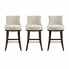 Lucia Modern Chenille Wood Upholstered Barstool in Natural - Set of 3