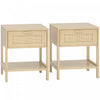 HOMCOM Nightstand Set of 2, Bedside Table with Drawer and Storage Shelf