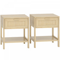 HOMCOM Nightstand Set of 2, Bedside Table with Drawer and Storage Shelf