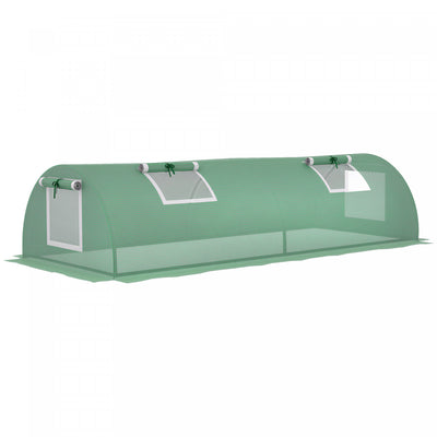 Outsunny Mini Greenhouse with Mesh Windows, Tunnel Growing Tent, Green
