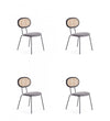 Jardin Industry Chic Cane Back Upholstered Dining Chair in Black and Gray - Set of 4