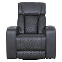 Kingsley 37 in. Leather Match Swivel Glider Recliner - Charcoal