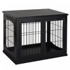 Pawhut 32\" Wooden Dog Crate Furniture Dog Cage, Modern Side Table Pet Kennel With Double Lockable Door, 32\" L X 23\" W X 26\" H, Black