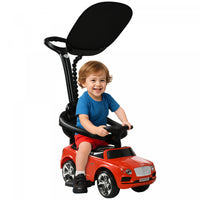 Qaba Bentley Bentayga Licensed Push Car, 3 In 1 Kids Ride On Car Foot To Floor Toddler Sliding Car With Music Horn, Handle, Removable Canopy, Under Seat Storage Guardrail, Red