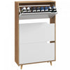 HOMCOM Narrow Shoe Cabinet with 3 Flip Doors and Adjustable Shelves, White