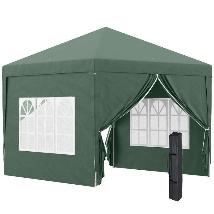 Outsunny 10'x10' Outdoor Pop Up Party Tent Gazebo Canopy With Carrying Bag (green)